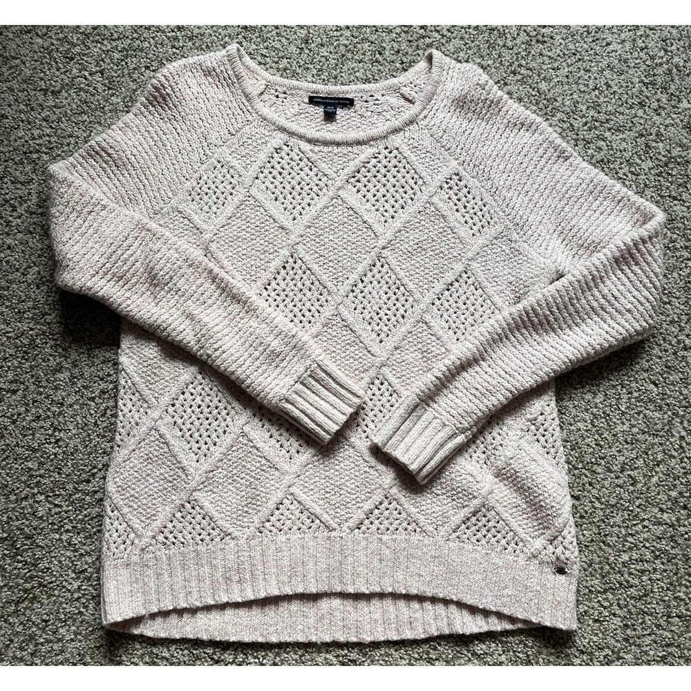 American Eagle Light Pink Knit Sweater, Size Medium
